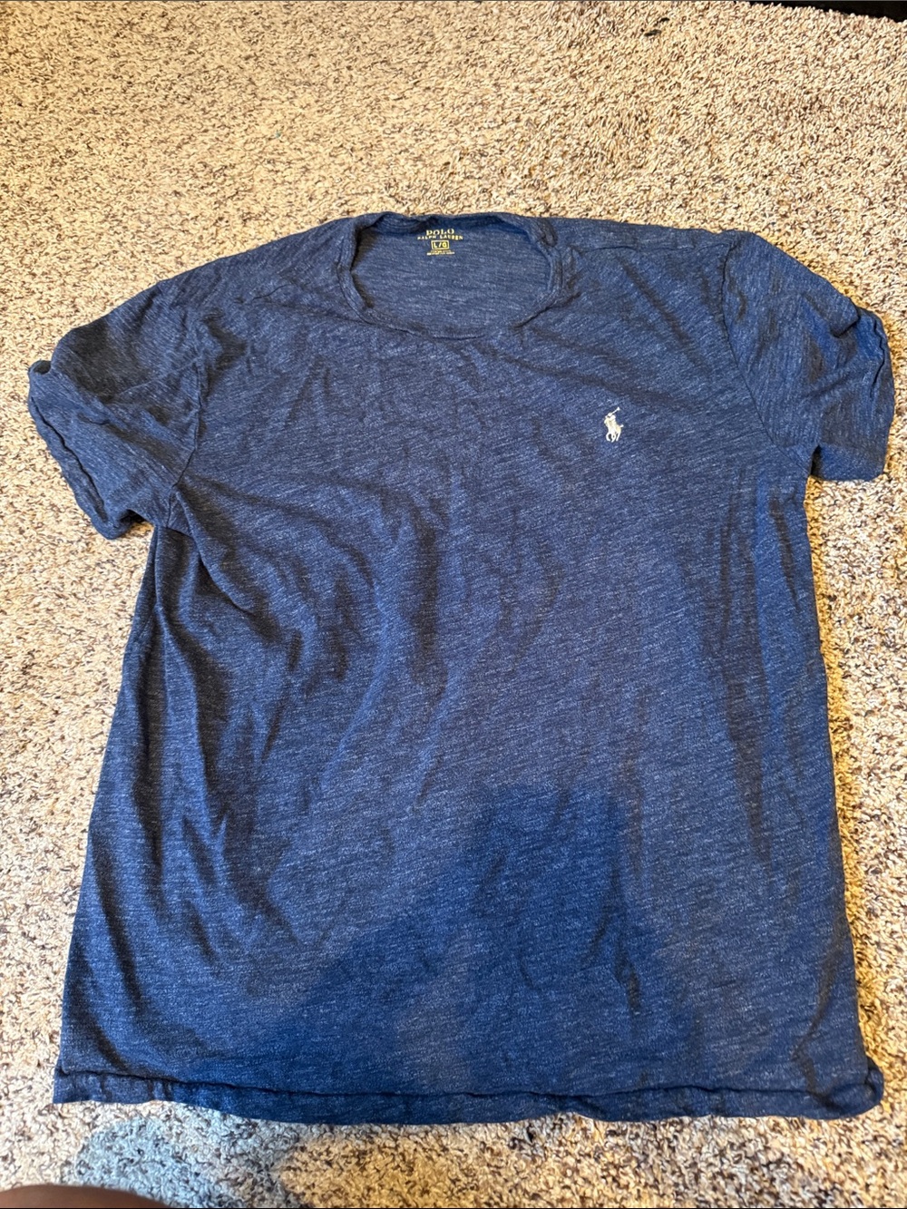 Ralph Lauren Men's Heather Navy Short Sleeve Crew Tee with Polo Pony